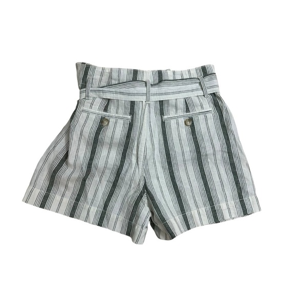 Anthropologie Shorts High Waisted White Stripe White Linen Boho Size 4 Small - Picture 4 of 8